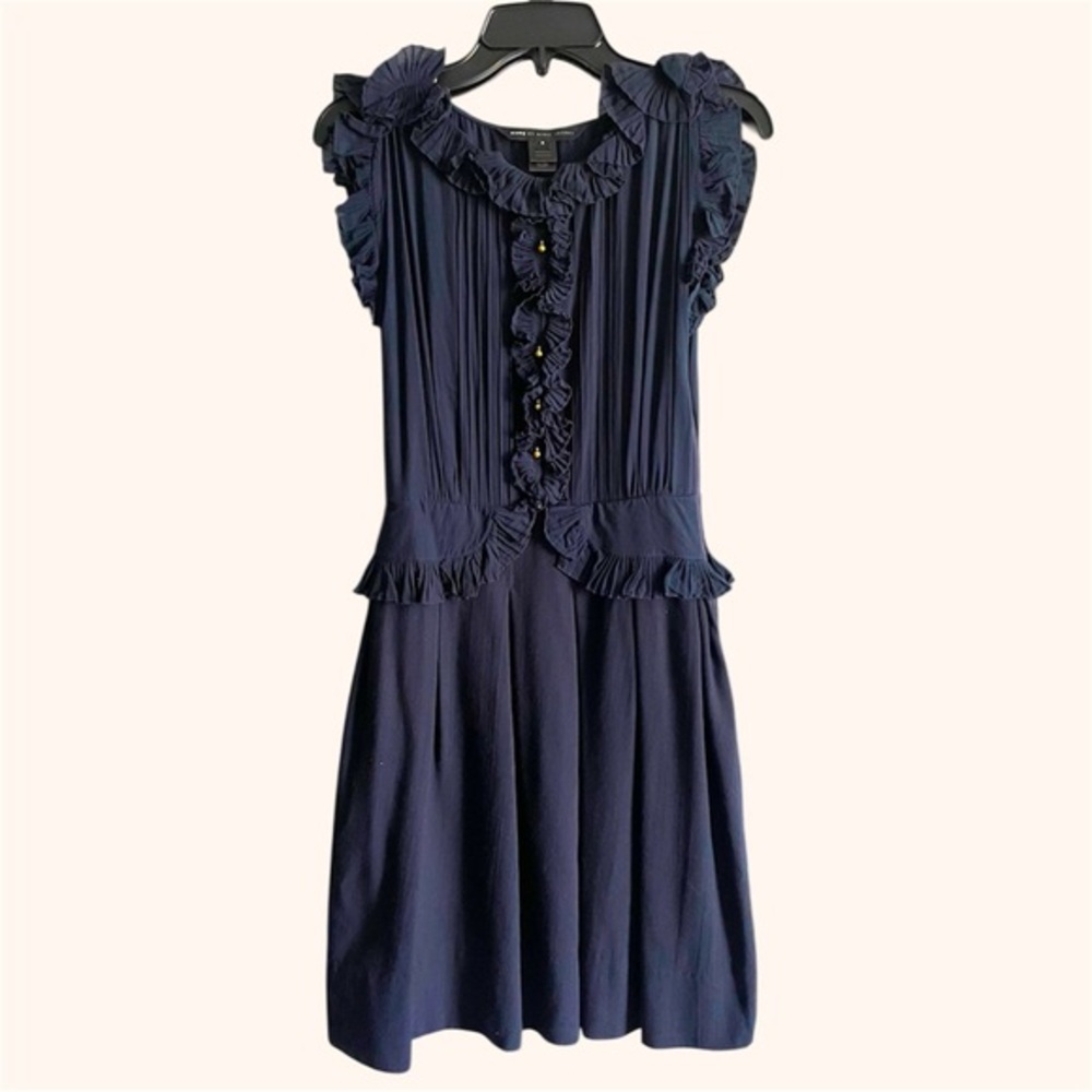 Marc By Marc Jacobs Navy Sleeveless Ruffle Mini Dress Victorian Size 2